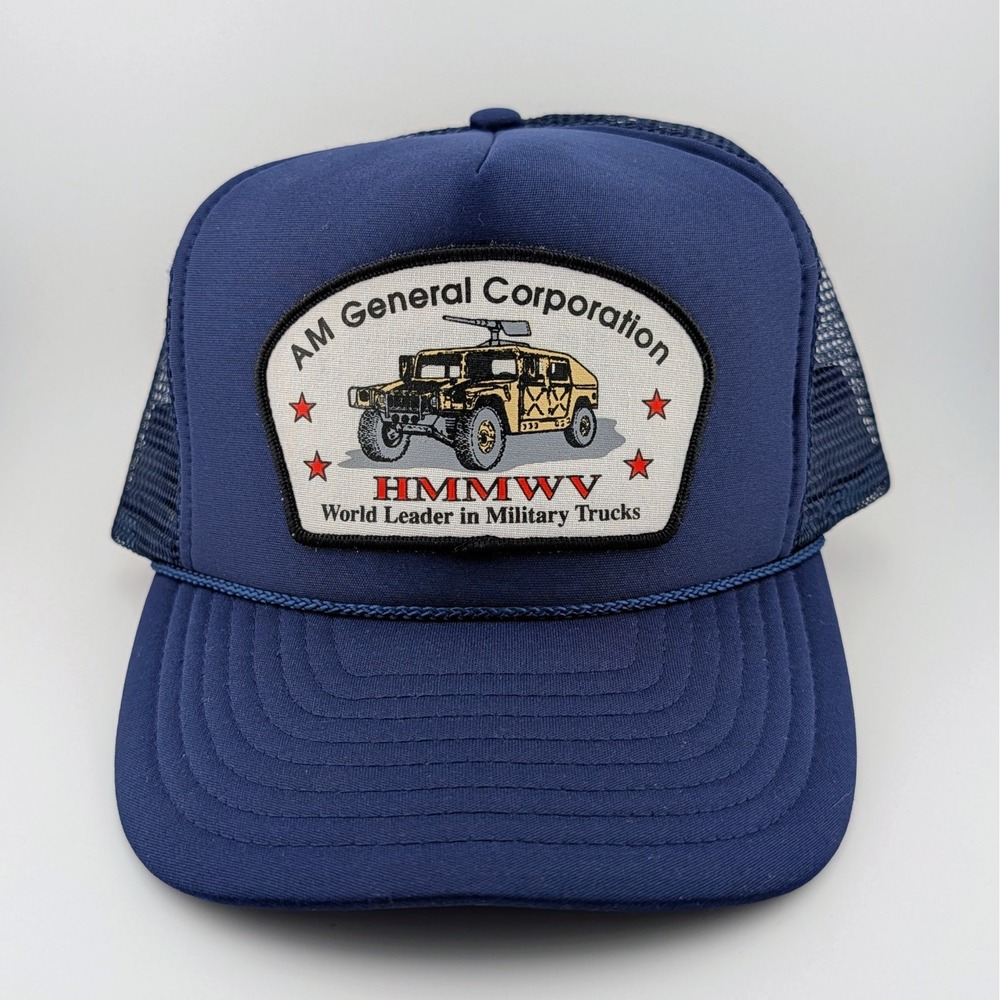 Vintage Am General HMMWV Hummer USA 80s Military Trucks Snapback Trucker Hat Cap